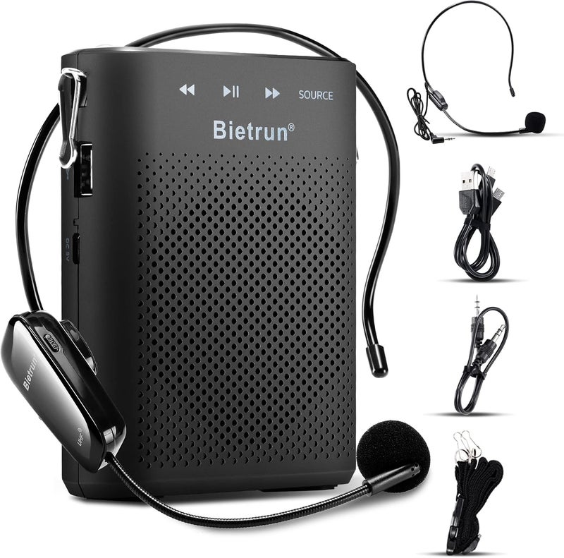 Bietrun Voice Amplifier for Teachers with Bluetooth, Portable Rechargeable Wireless Voice Amplifier with Headset Microphone Portable Megaphone Speaker for Teaching, Coach, Instructor, Tour Guide - Image 1